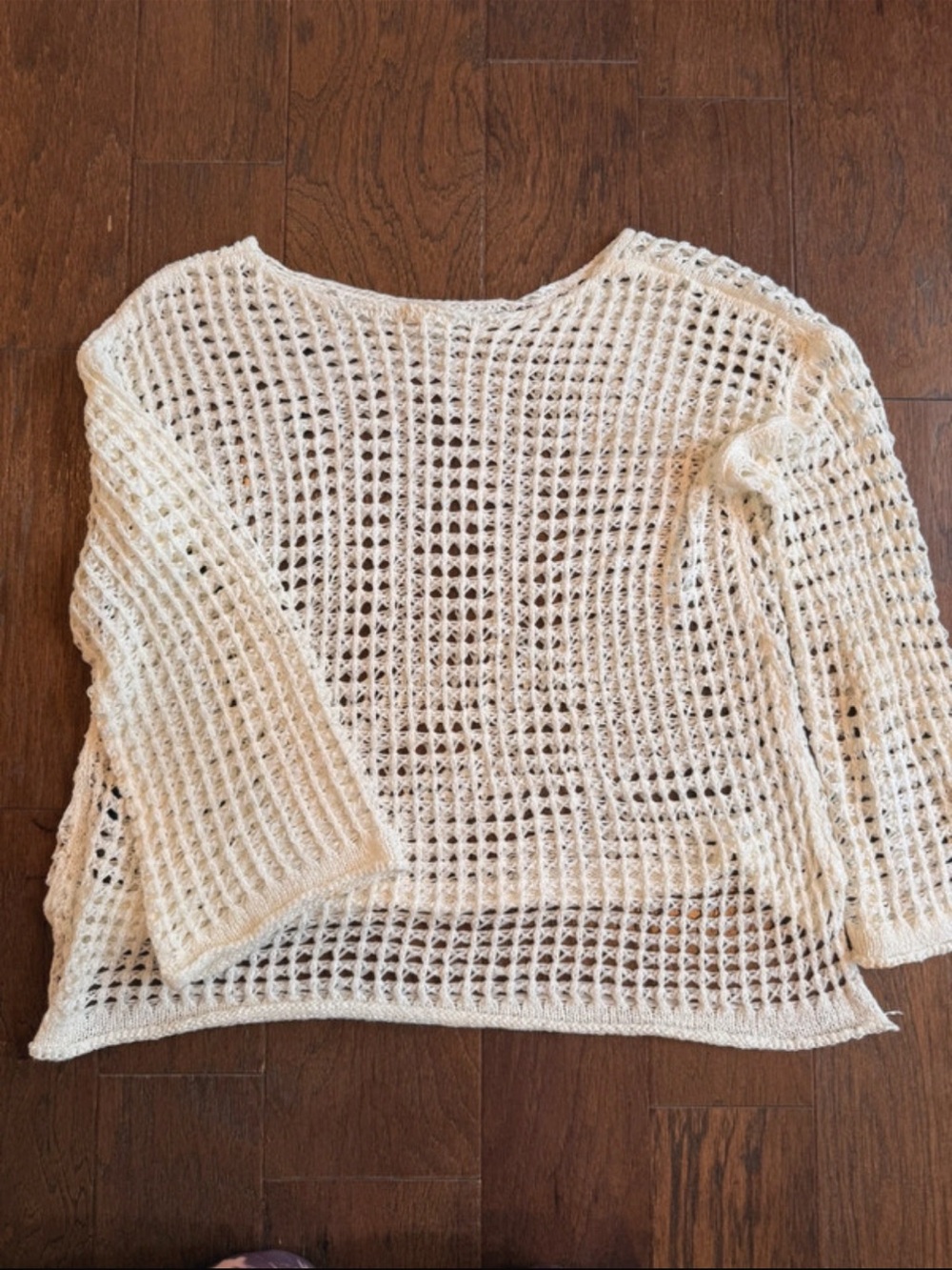 POL Open-Knit Scoop Neck Sweater in Cream - Picture 7 of 7